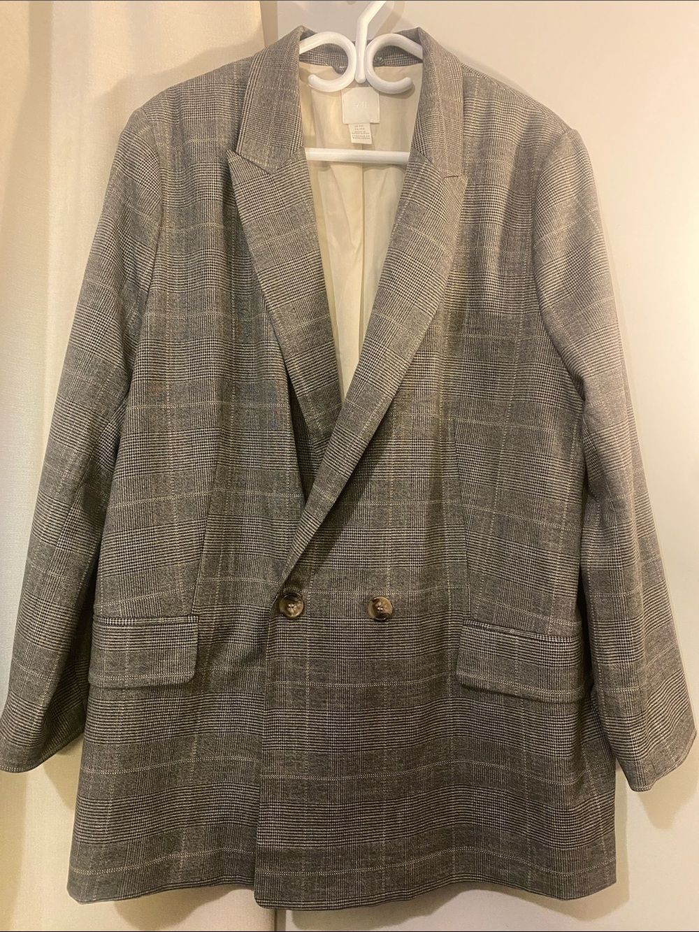 H&M Gray Glen Plaid Double-Breasted Sport Coat